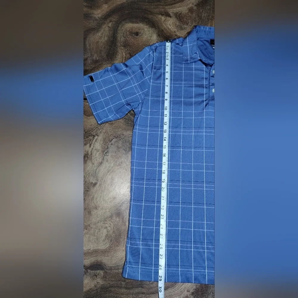 Greg Norman Men's Blue Checkered Shirt Size (M)